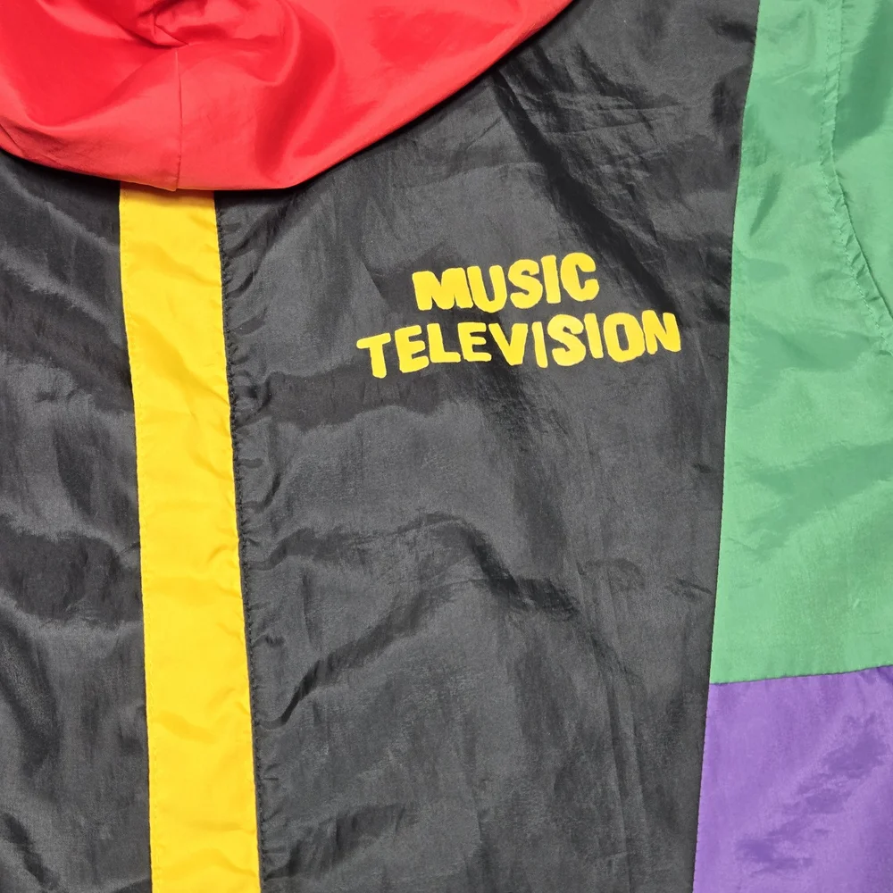MTV Music Television Jacket Men's XL Windbreaker Color Block 80s 90s Retro style - Picture 2 of 8
